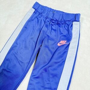 Kids Nike Track Pants Blue Pink Logo Elastic Waist Athletic Casual Size 6X
